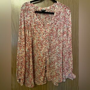 Torrid Floral Top — Coral, Red & Mint